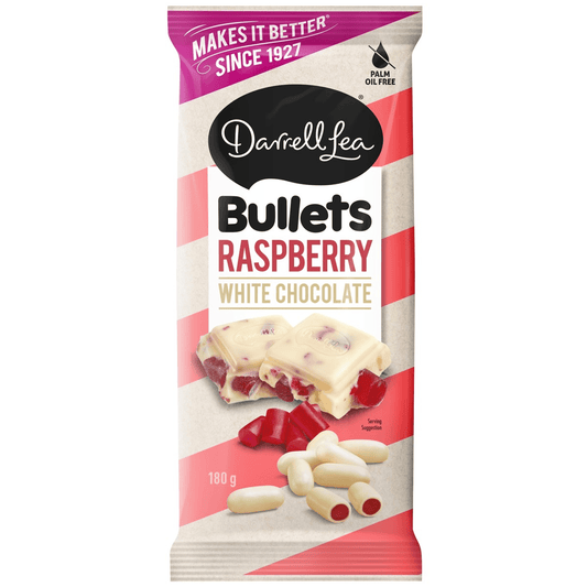 Darrell Lea Raspberry Bullet White Chocolate Block 180g - Sugar Party