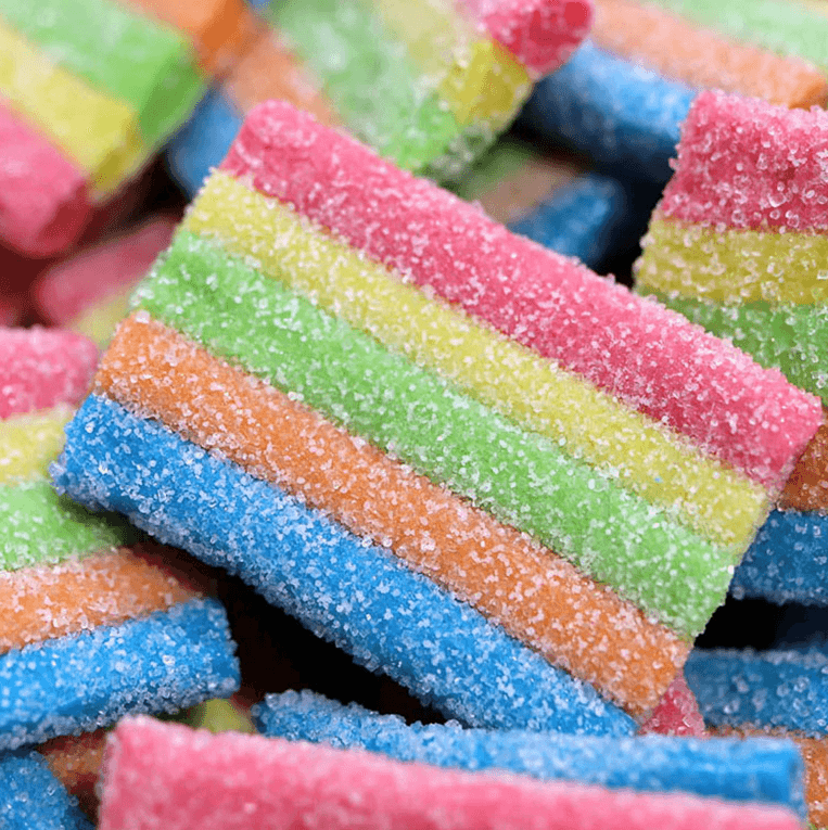 Rainbow Sour Strap Lollies - 100g - Sugar Party